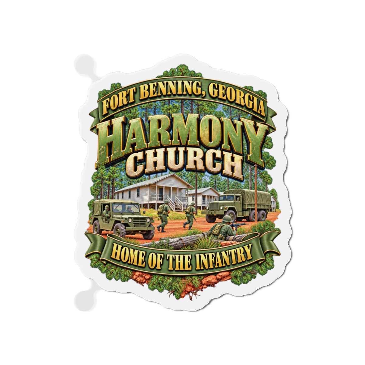 Die-Cut Magnets — Fort Benning, Georgia, Harmony Church - Home of the Infantry - 3D - Enhanced
