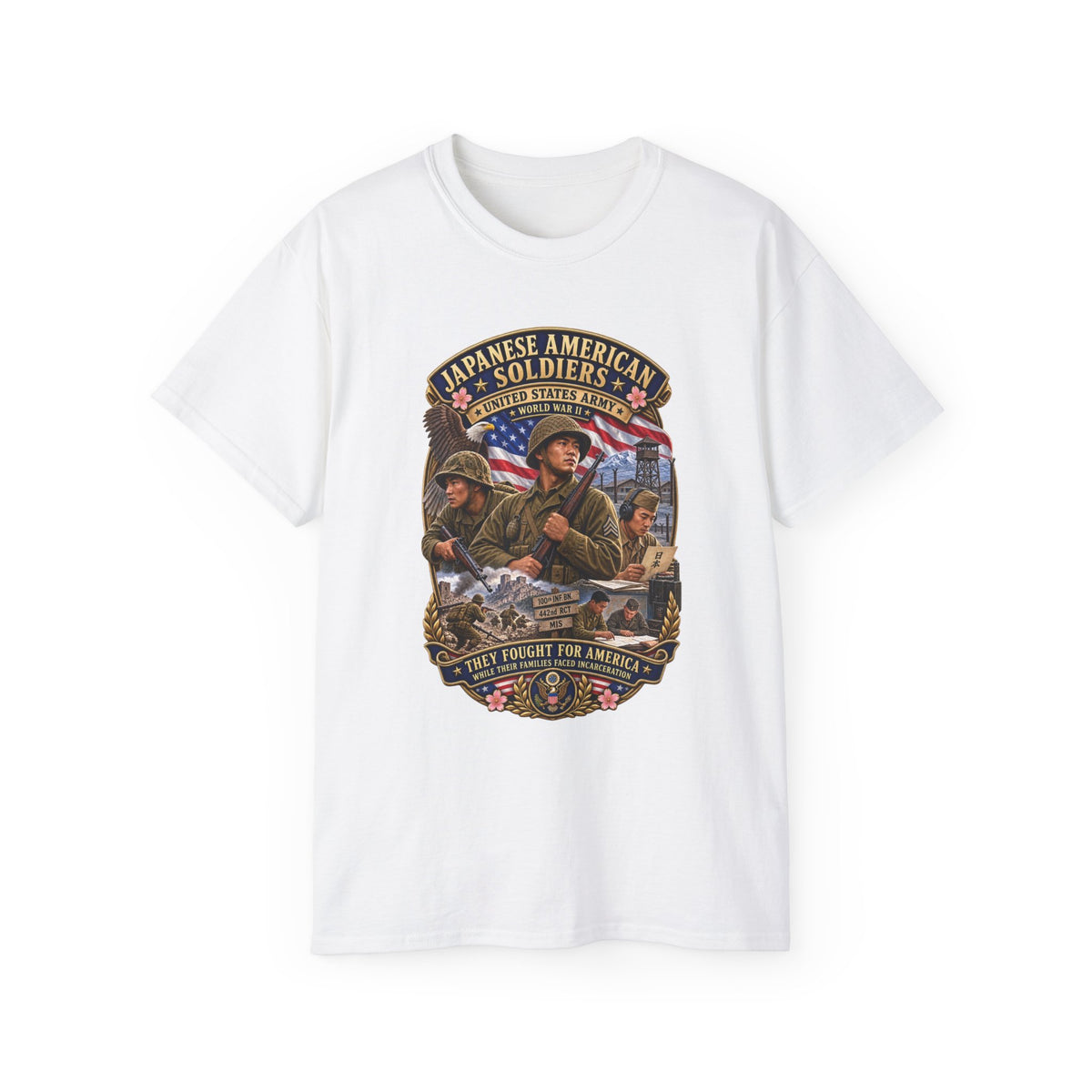 Unisex Ultra Cotton Tee - Japanese American WWII Soldiers - 3D - Enhanced