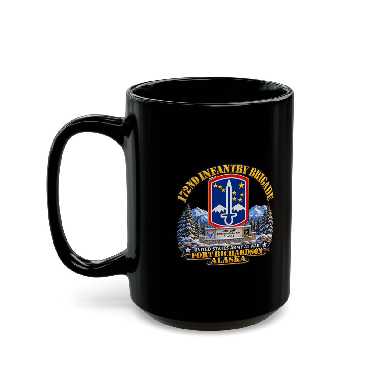 Black Mug  (15oz) - 172nd Infantry Brigade - Ft Richardson, Alaska - 3D - Enhanced