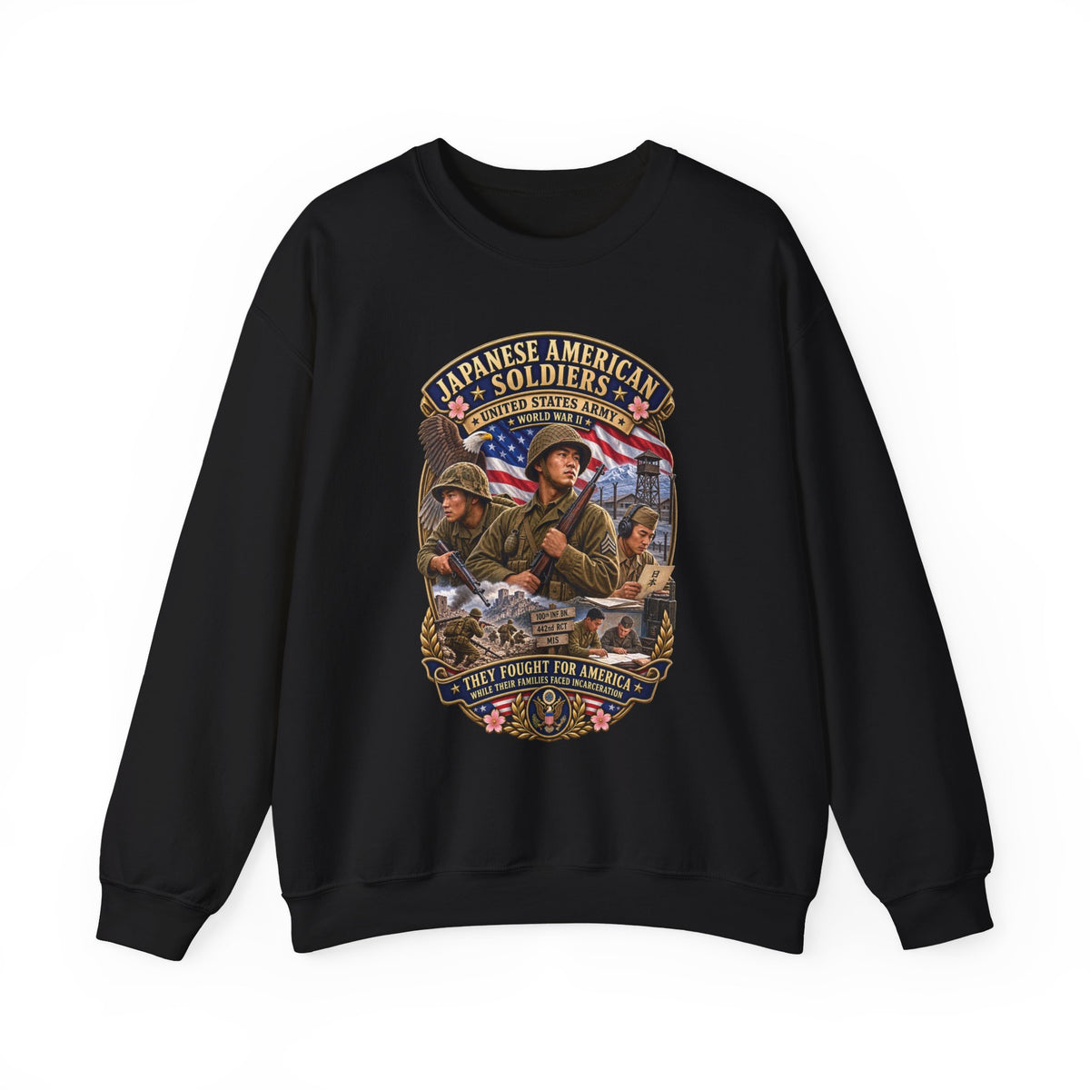 Crewneck Sweatshirt - Japanese American WWII Soldiers - 3D - Enhanced