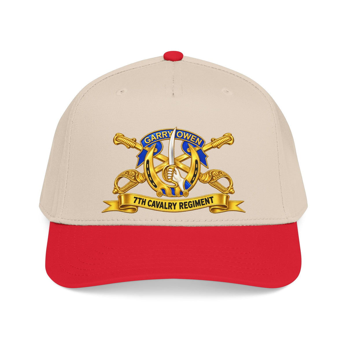 Mid Profile Baseball Cap — 7th Cavalry Regiment - DUI, Br, Ribbon wo Scene - 3D - Transparent