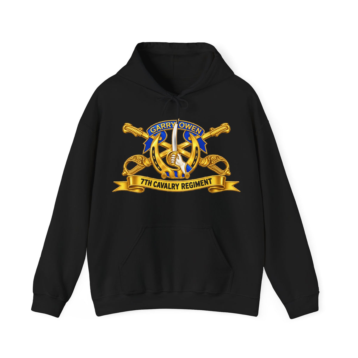 Hoodie — 7th Cavalry Regiment - DUI, Br, Ribbon wo Scene - 3D - Transparent