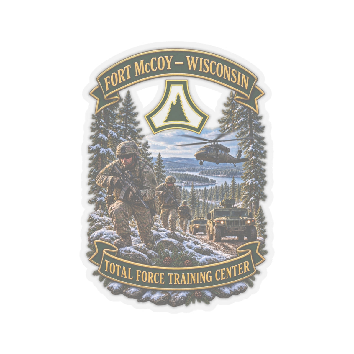 Kiss-Cut Stickers - Fort McCoy, Wisconsin - DUI - Total Force Training Center - 3D - Enhanced