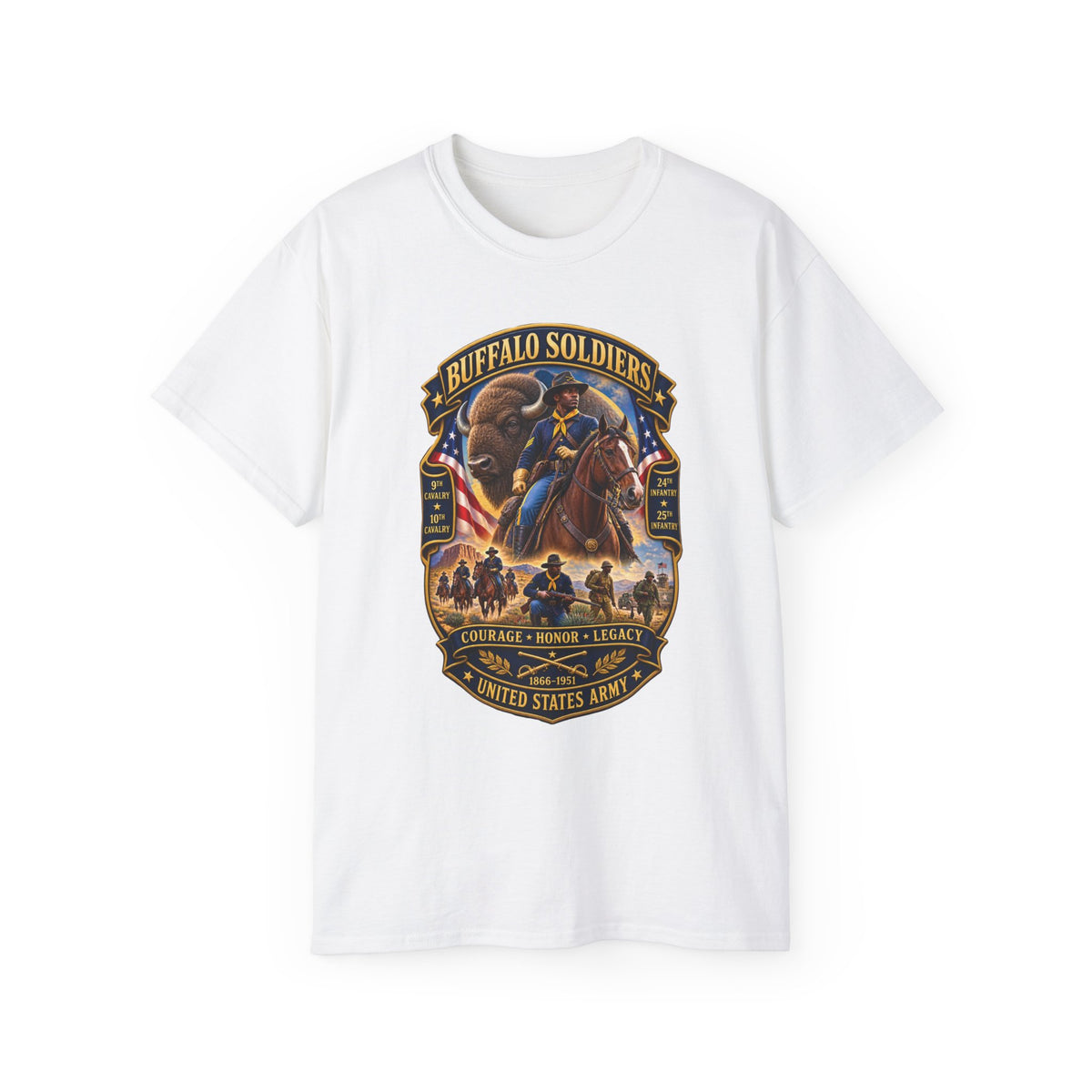 Unisex Ultra Cotton Tee - Overall Buffalo Soldiers Tribute - 3D - Enhanced
