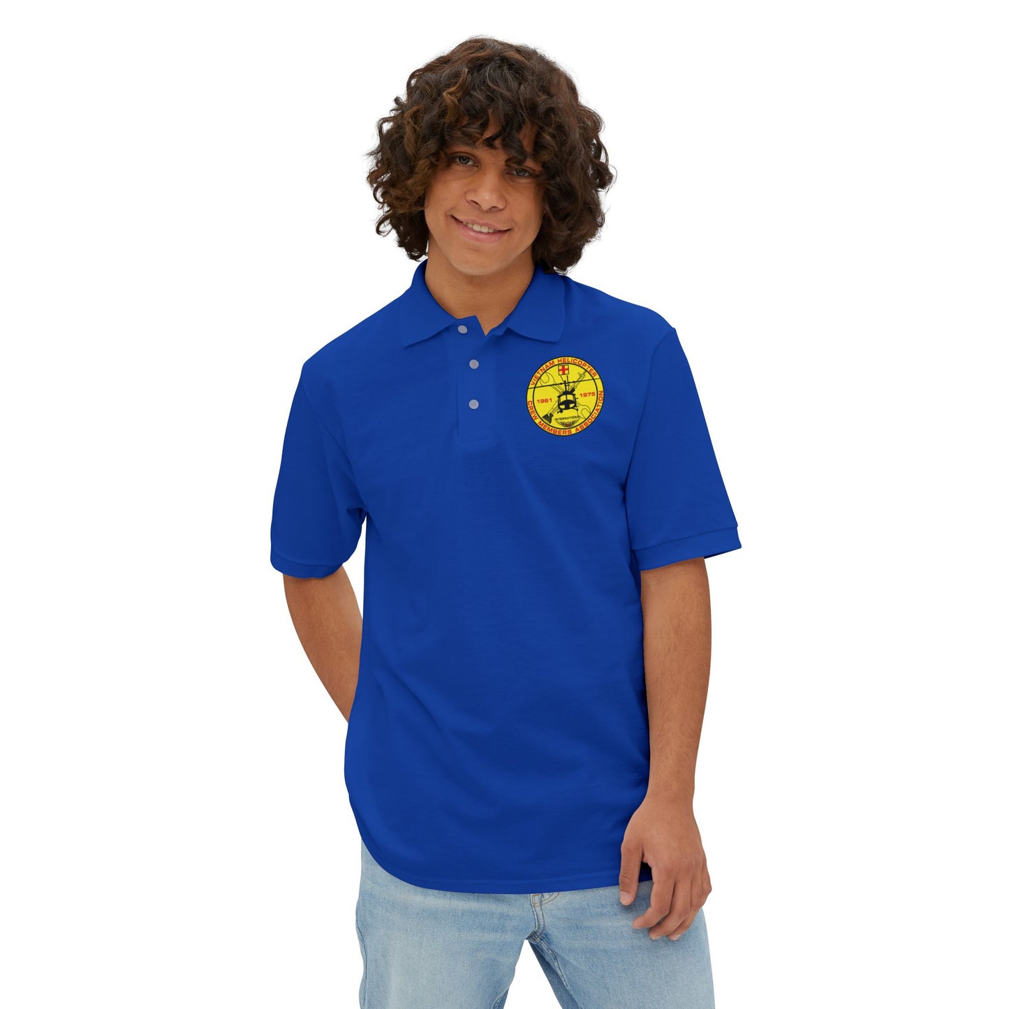 Men's Casual Piqué Polo - Vietnam Helicopter