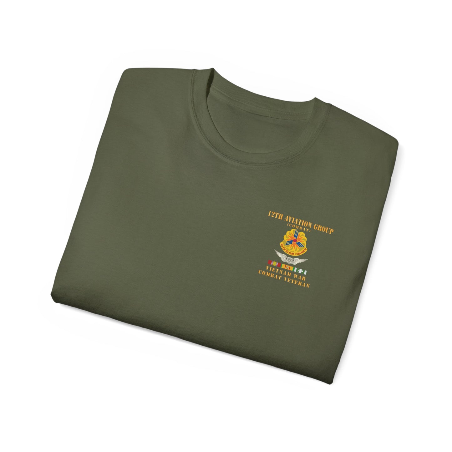 Unisex Ultra Cotton Tee - Army - 12th  AVN Group, Combat -  DUI - Aircrew, Vietnam War - Veteran VN SVC X 300