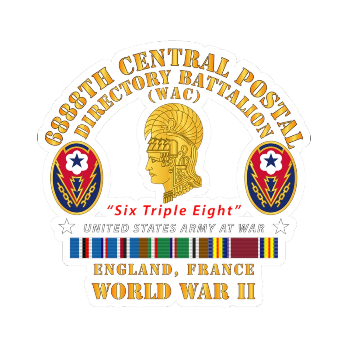 Kiss-Cut Sticker - Army - 6888th Central Postal Directory Battalion - WWII w EU SVC