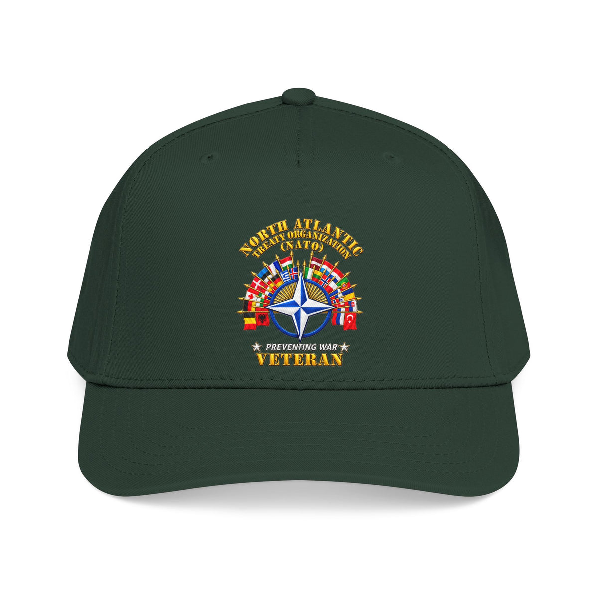 Mid Profile Baseball Cap - NATO - Polished NATO Veteran - with flags - 3D - Transparent