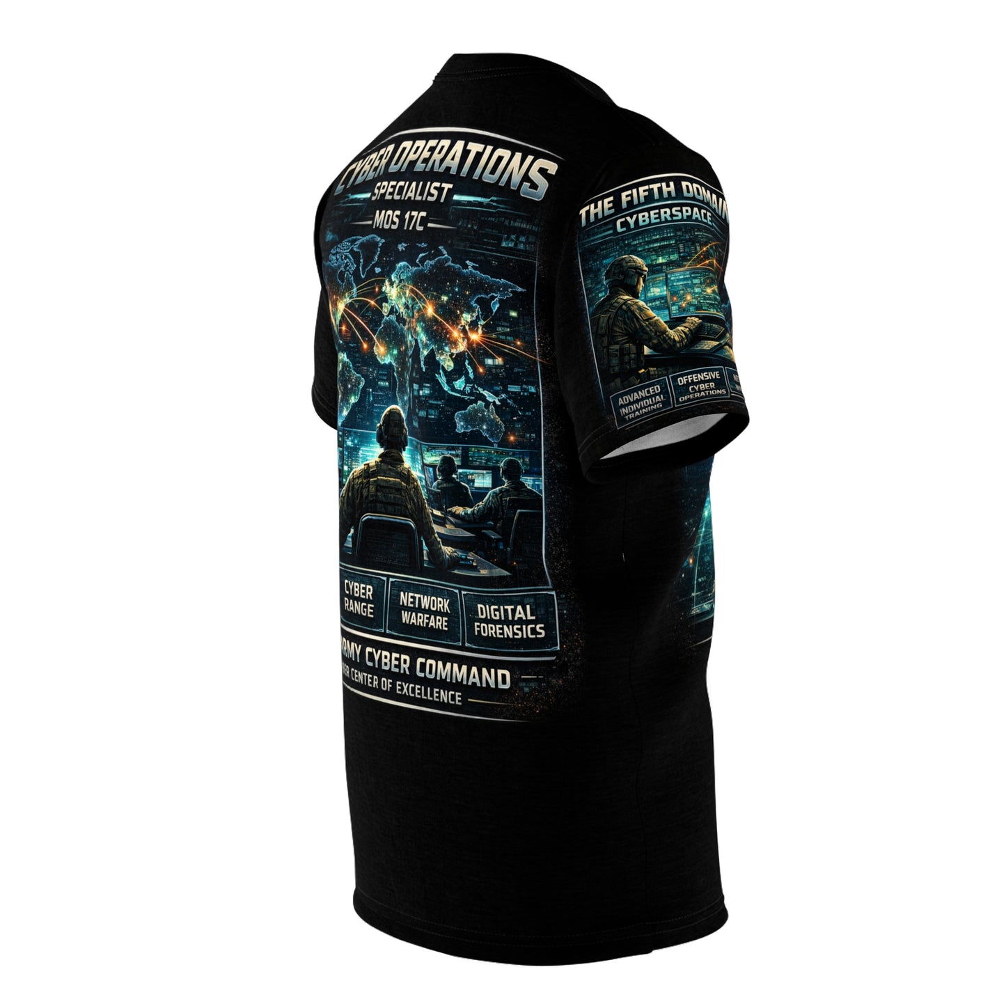 U.S. Army Cyber Warfare All-Over Print Tee — "Warfare in the Fifth Domain"