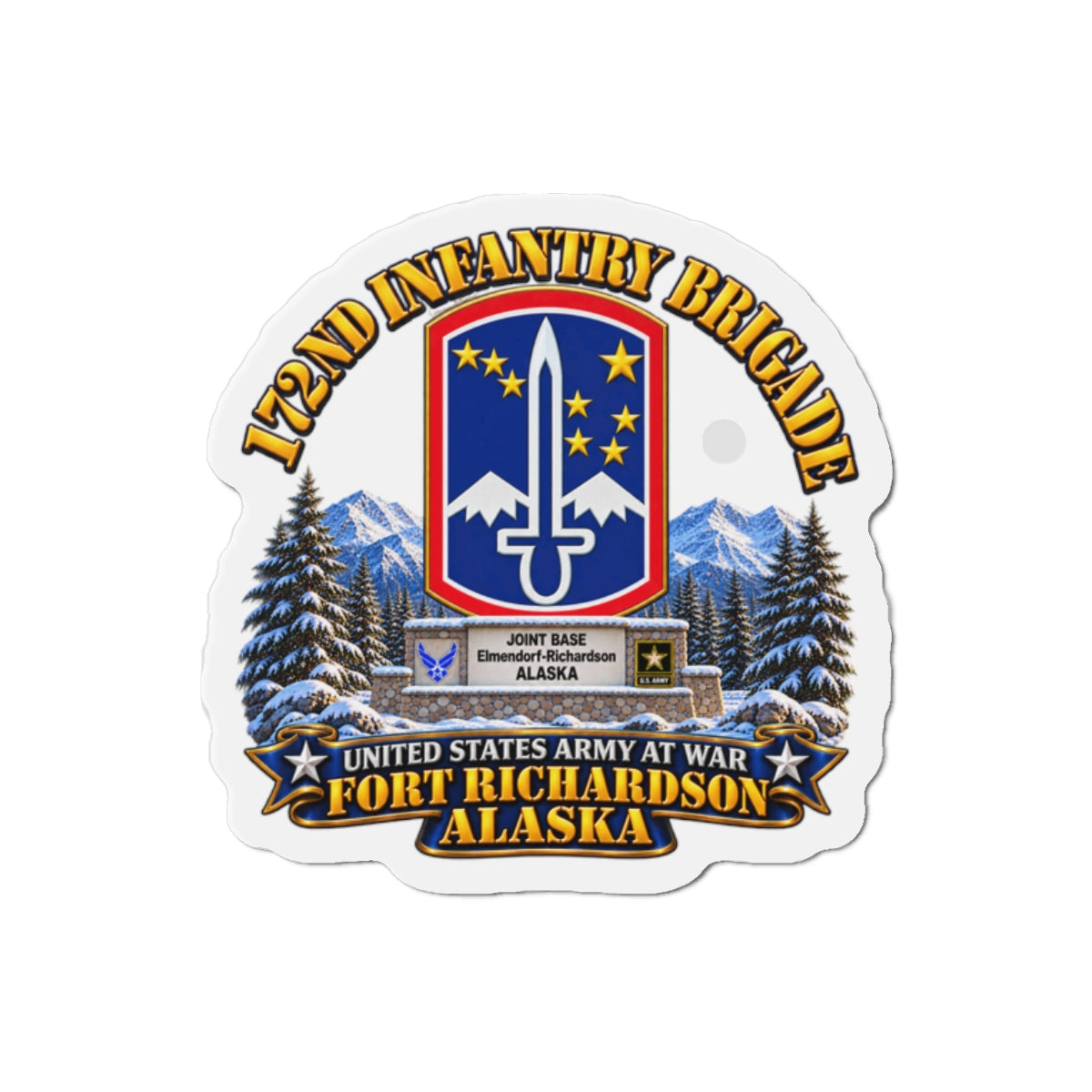 Die-Cut Magnets — 172nd Infantry Brigade - Ft Richardson, Alaska - 3D - Enhanced
