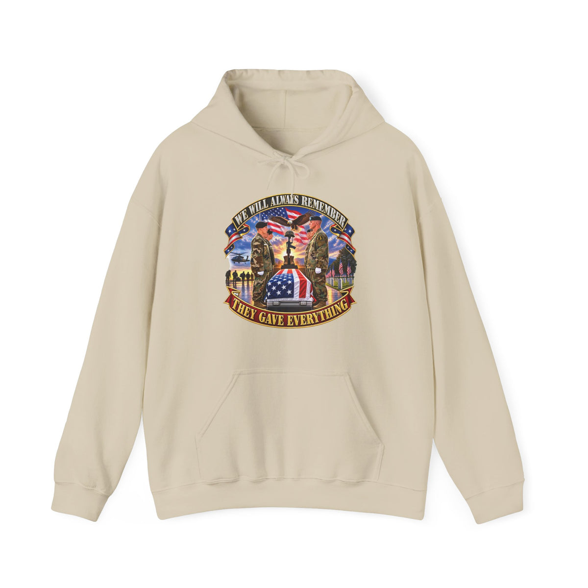 Hoodie — Emblem - We Will Always Remember - They Gave Everything - 3D - Enhanced