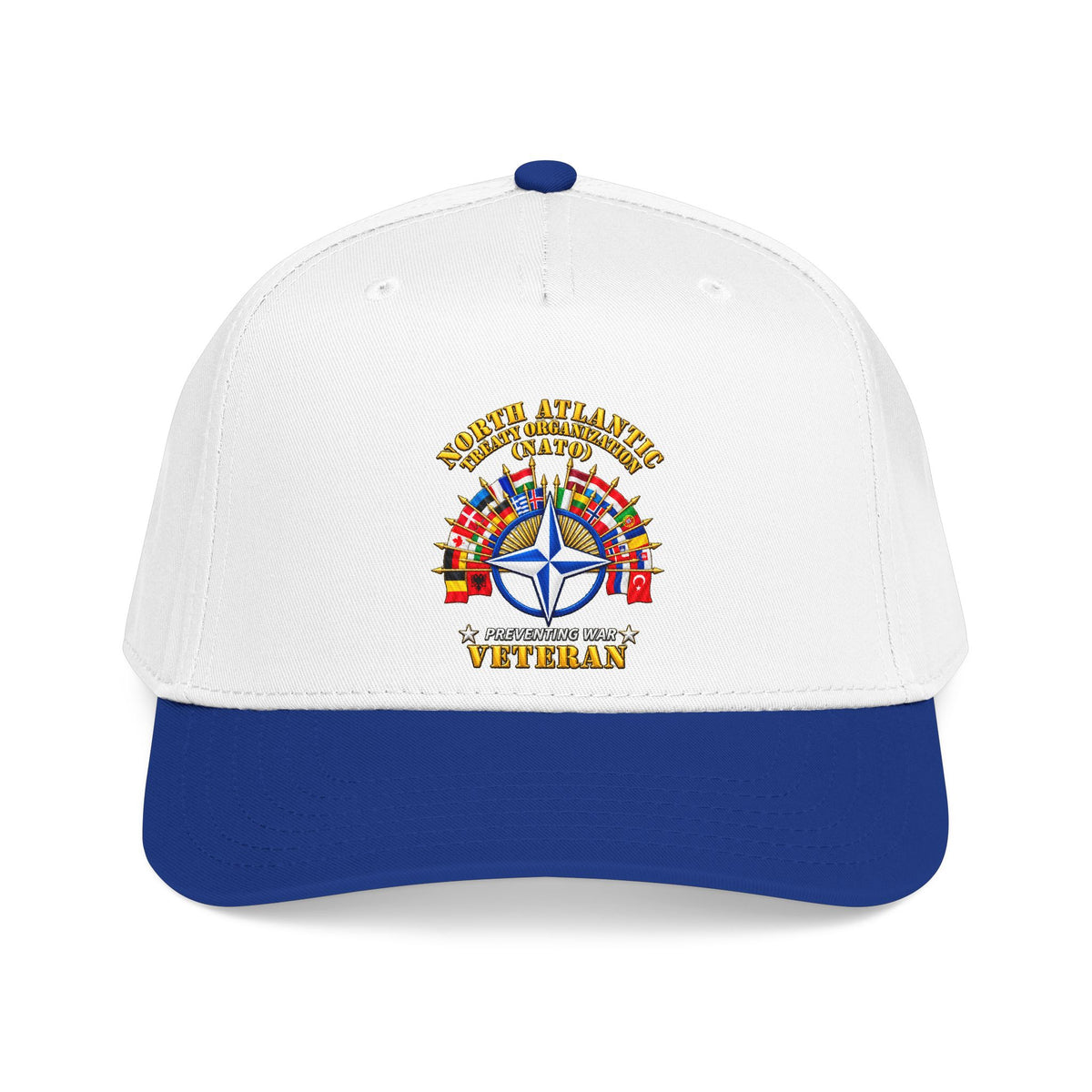 Mid Profile Baseball Cap - NATO - Polished NATO Veteran - with flags - 3D - Transparent