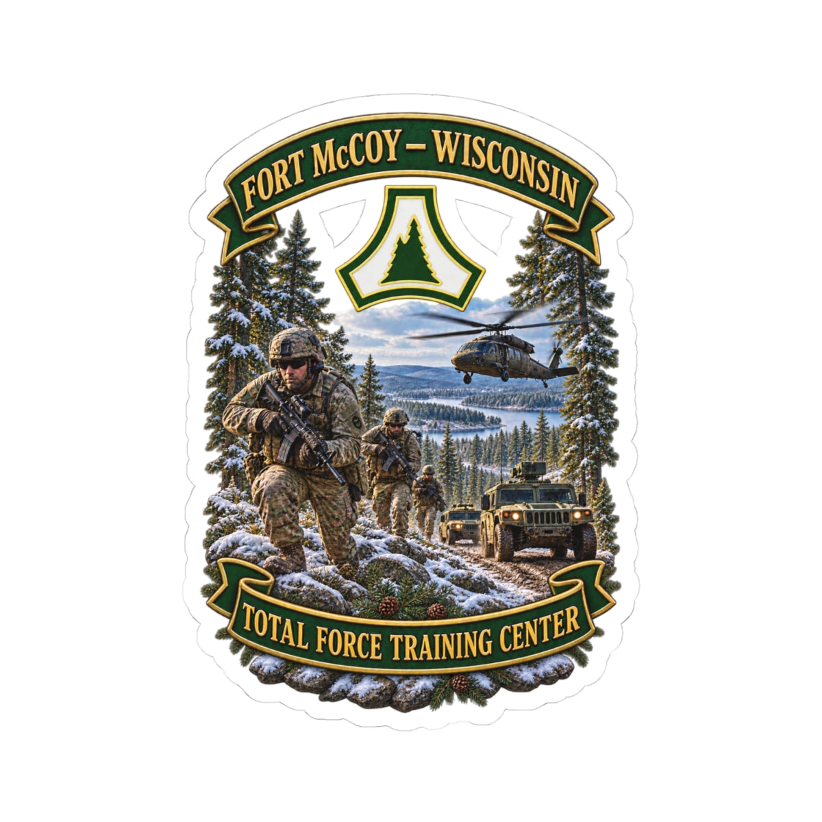 Kiss-Cut Stickers - Fort McCoy, Wisconsin - DUI - Total Force Training Center - 3D - Enhanced
