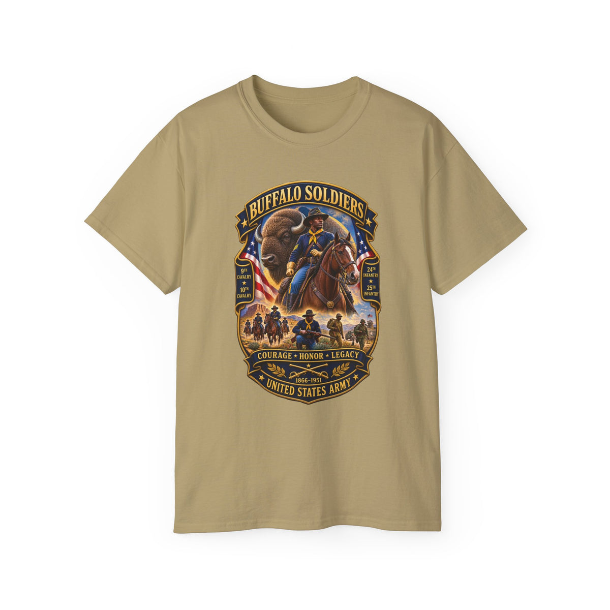 Unisex Ultra Cotton Tee - Overall Buffalo Soldiers Tribute - 3D - Enhanced