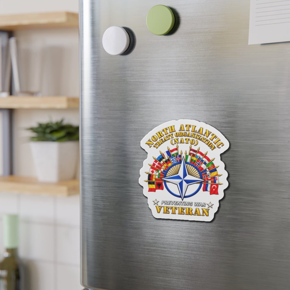 Die-Cut Magnets — NATO - Polished NATO Veteran - with flags - 3D - Transparent