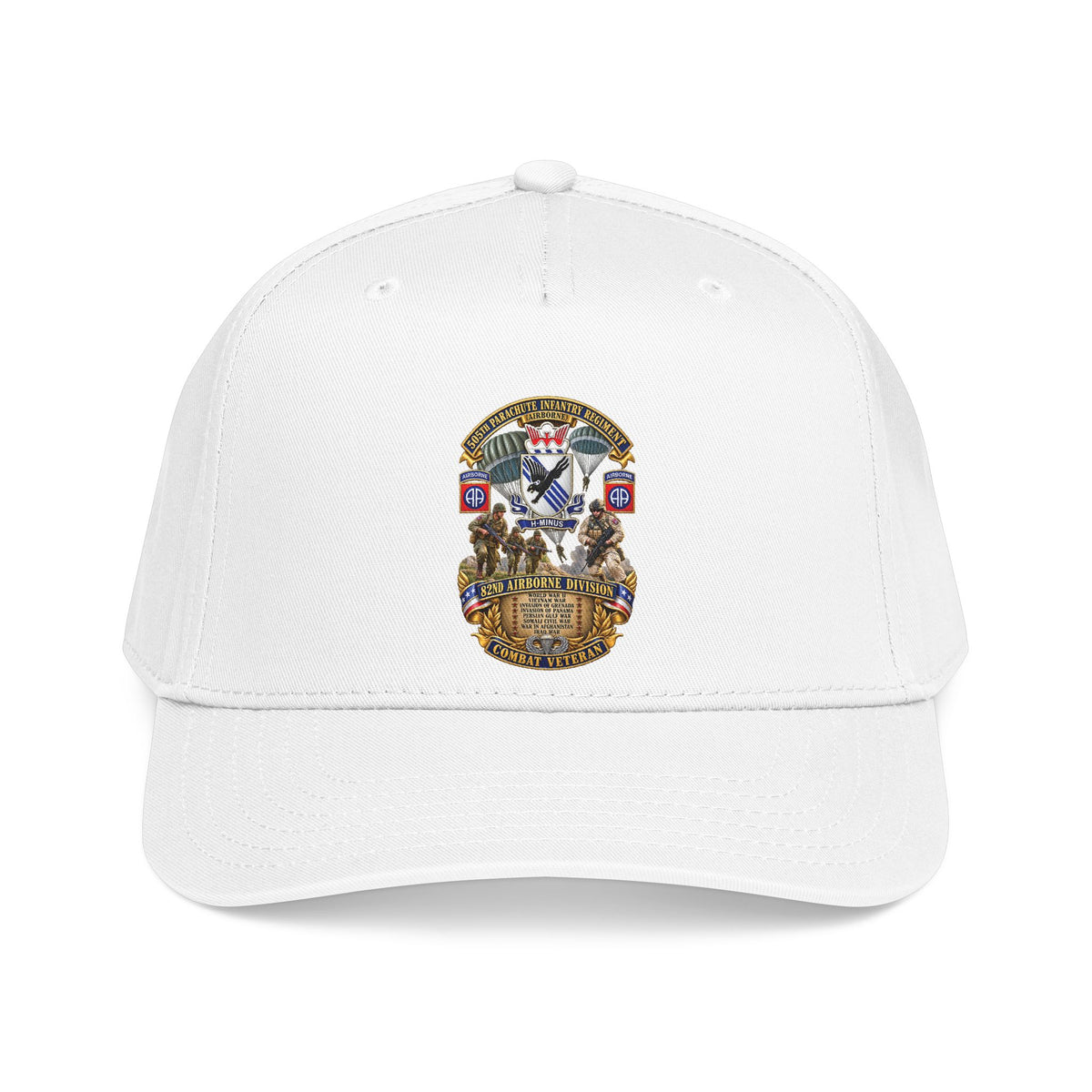 Mid Profile Baseball Cap - Army - Combat Vet w 505th PIR - 82nd Airborne  w Campaigns - Soldiers - SSI - 3D - Enhanced