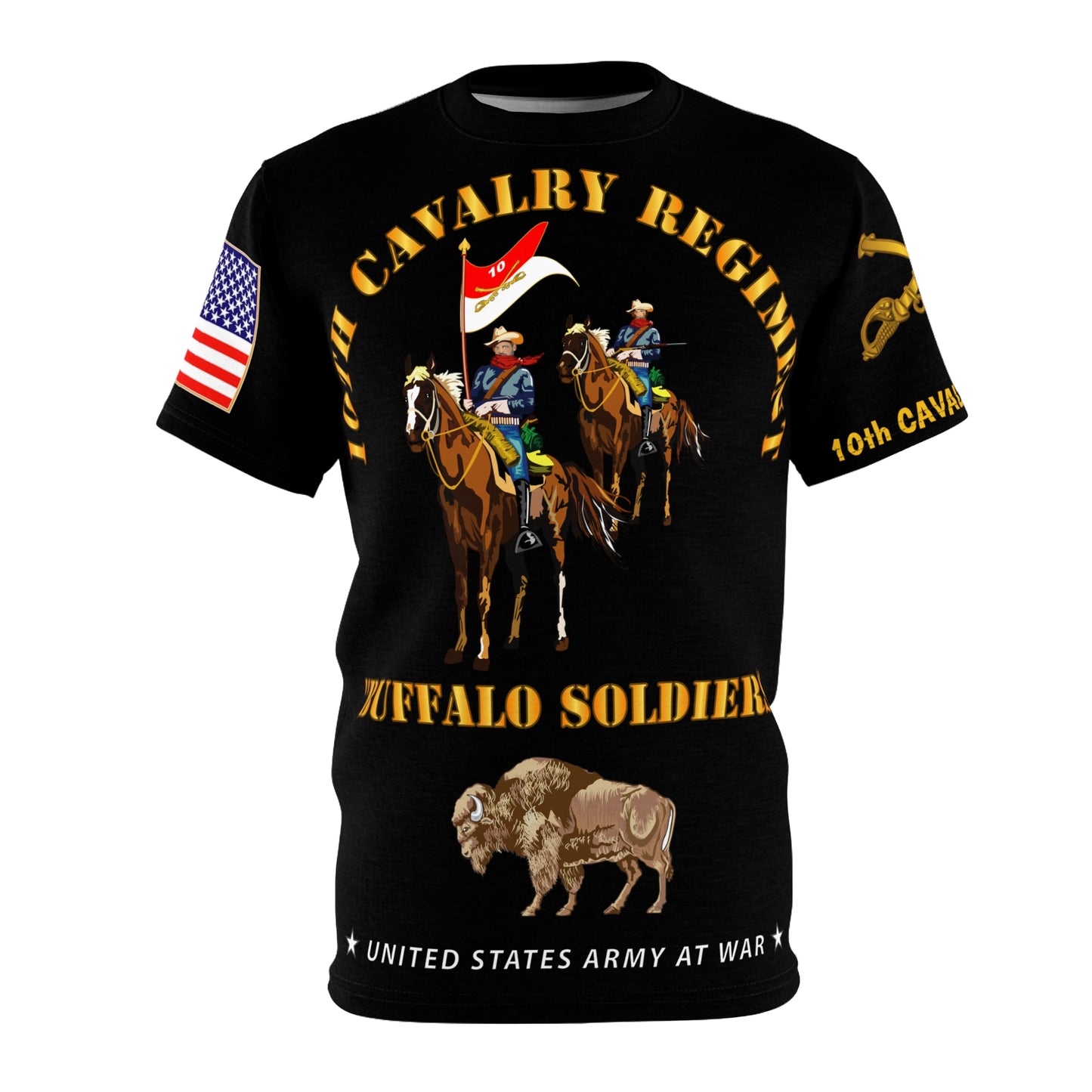 AOP - Army - 10th Cavalry Regiment with Cavalrymen and Guidon, Buffalo Soldiers