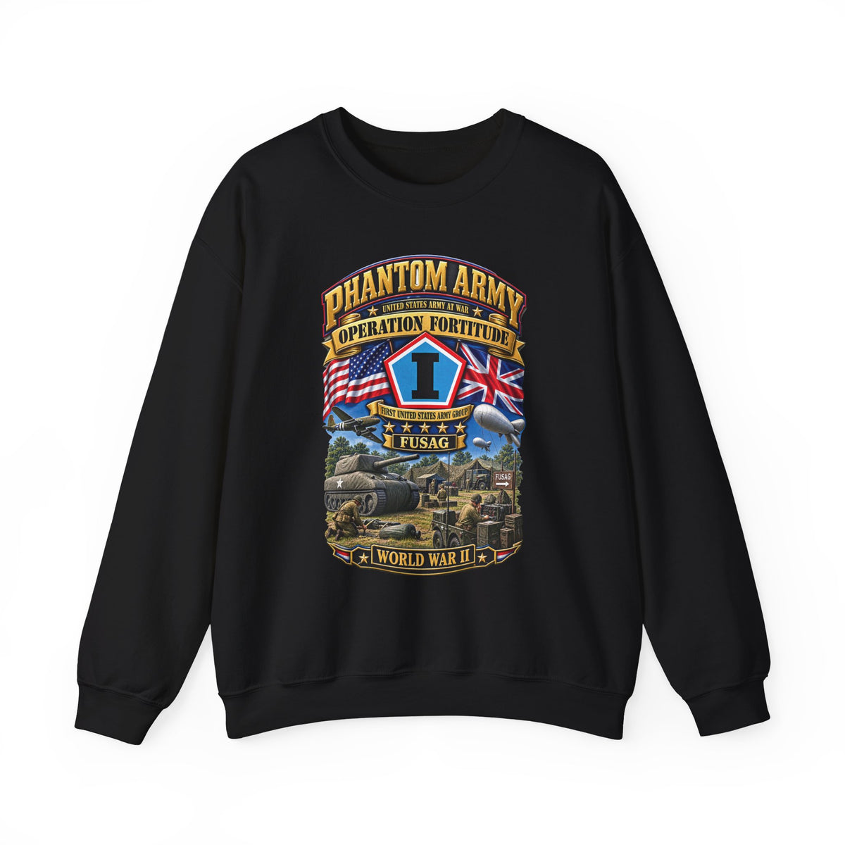 Crewneck Sweatshirt - Army - Phantom Army - Operation Fortitude - WWII - 1st FUSAG - 3D - Enhanced