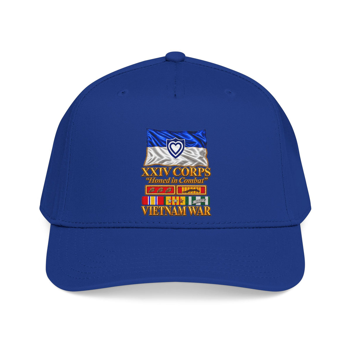 Mid Profile Baseball Cap - Army - XXIV Corps Flag - Waving - Ribbons - Meritorious Awards - Vietnam War - 3D - Transparent