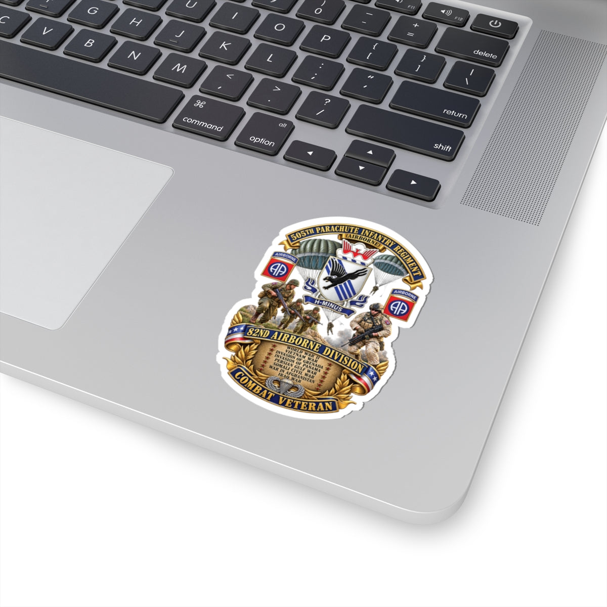 Kiss-Cut Stickers - Army - Combat Vet w 505th PIR - 82nd Airborne  w Campaigns - Soldiers - SSI - 3D - Enhanced