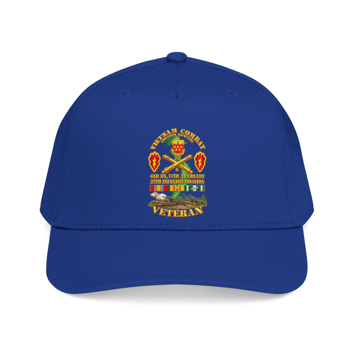Mid Profile Baseball Cap - Army - Vietnam Combat Veteran w 6th Bn 77th Artillery DUI -25th Infantry Div w Fire Mission Scene - 3D - Transparent