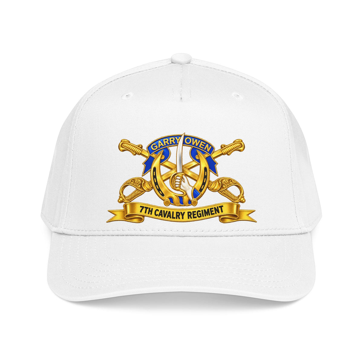 Mid Profile Baseball Cap — 7th Cavalry Regiment - DUI, Br, Ribbon wo Scene - 3D - Transparent