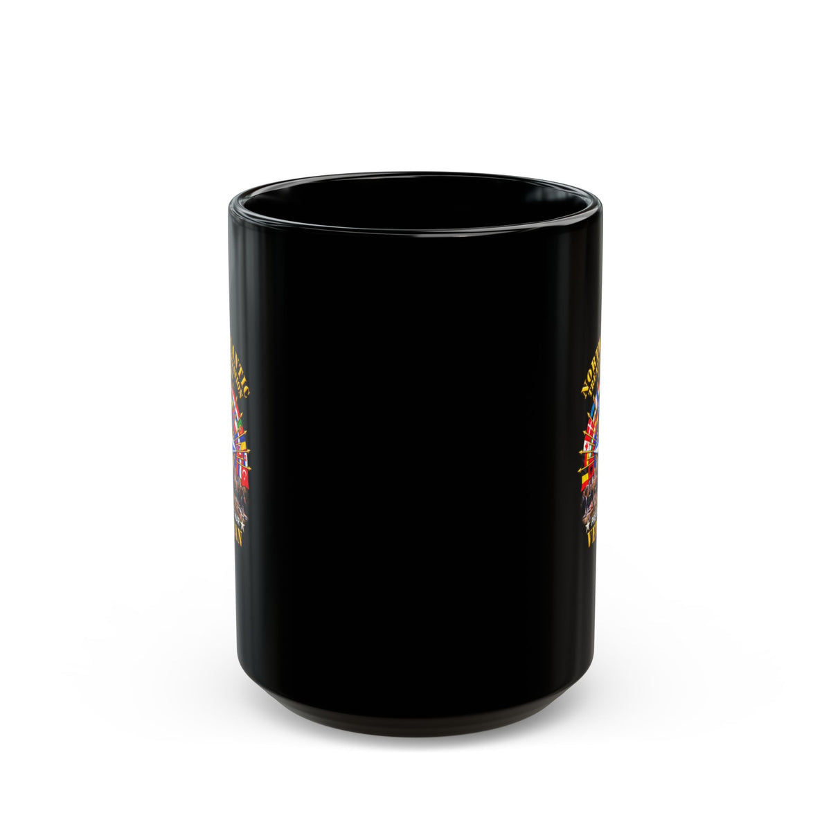 Black Mug  (15oz) - NATO - Polished NATO Veteran - with flags - Meeting Scene - 3D - Transparent