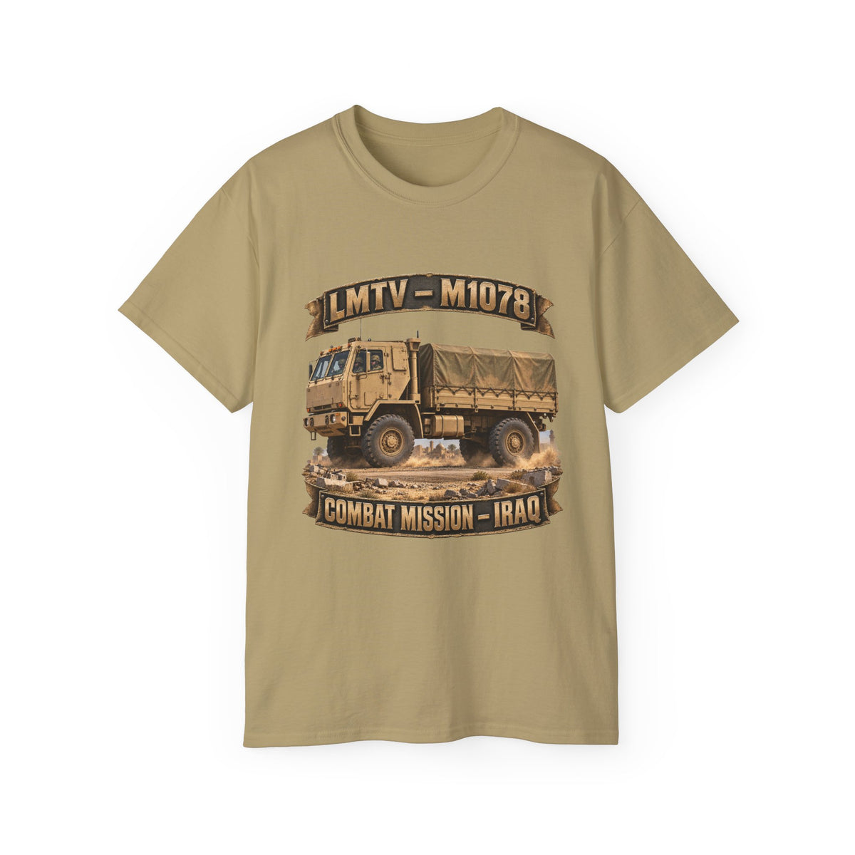 Unisex Ultra Cotton Tee - Army - LMTV - 1078 - Combat Mission - Iraq - 3D - Enhanced