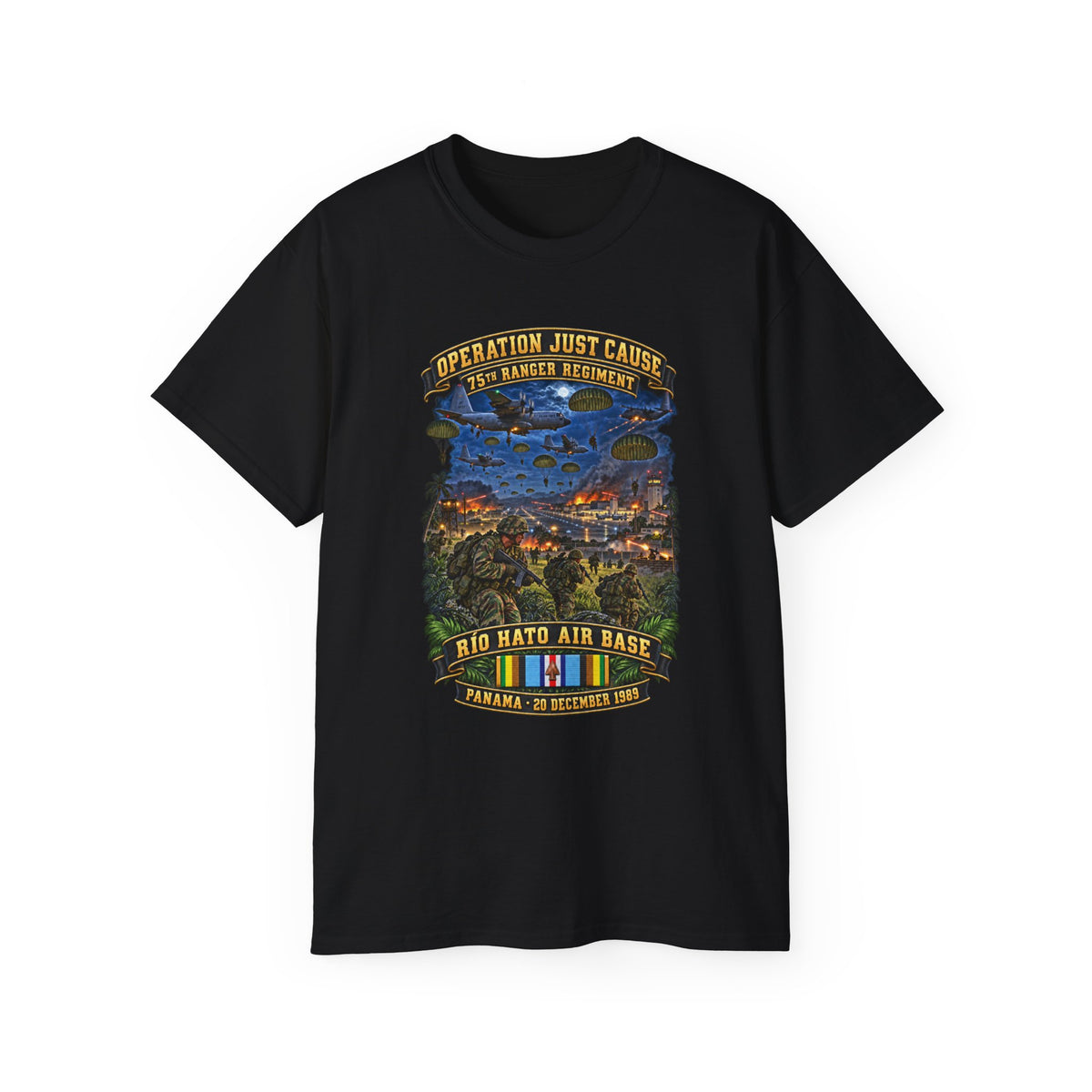 Unisex Ultra Cotton Tee - SOF - Operation Just Cause  - Panama Invasion 1989 - 75th Ranger Rgt - Rio Hato Air Base - 3D - Enhanced