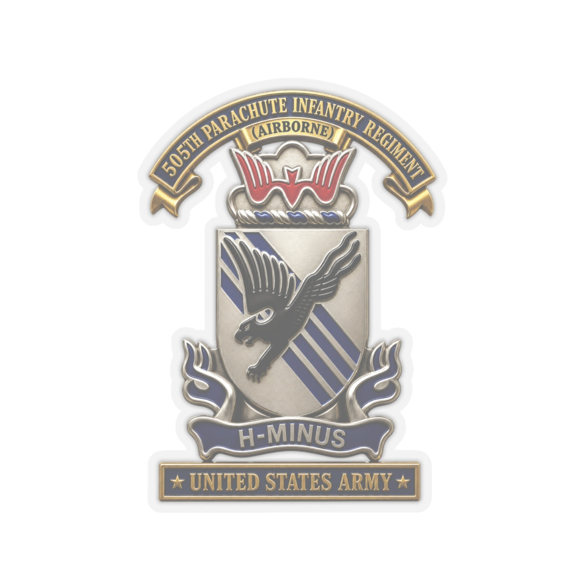 Kiss-Cut Stickers - Army - 505th Parachute Infantry Regiment (PIR) - DUI - United States Army - 3D - Enhanced
