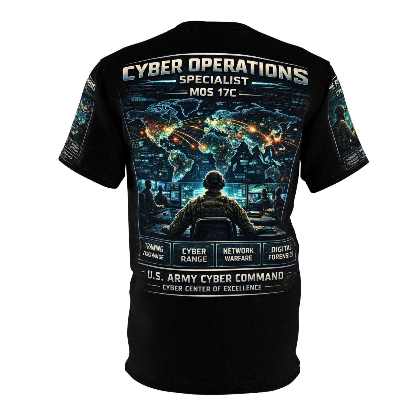 U.S. Army Cyber Warfare All-Over Print Tee — "Warfare in the Fifth Domain"