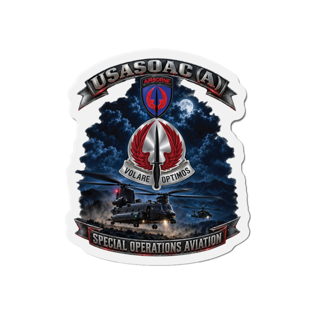 Die-Cut Magnets — USA Special Operations Aviation Command (Airborne) - SSI, DUI with Scene - 3D - Enhanced