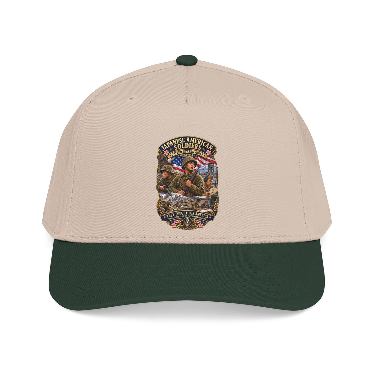 Mid Profile Baseball Cap - Japanese American WWII Soldiers - 3D - Enhanced