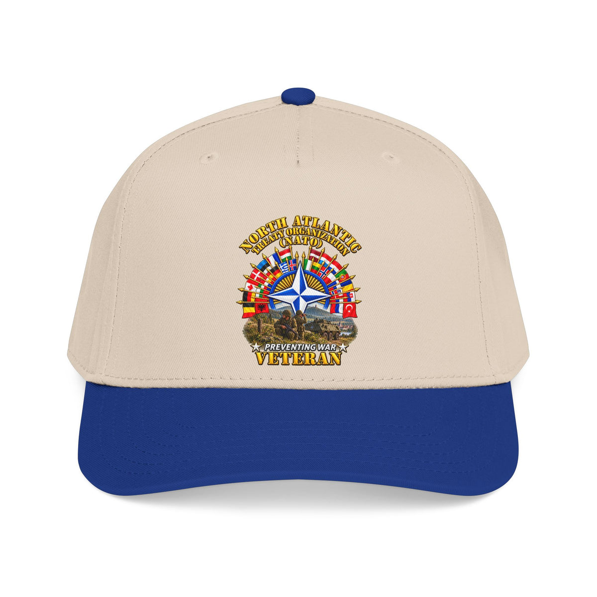 Mid Profile Baseball Cap - NATO - Polished NATO Veteran - with flags - Military Scene - 3D - Transparent