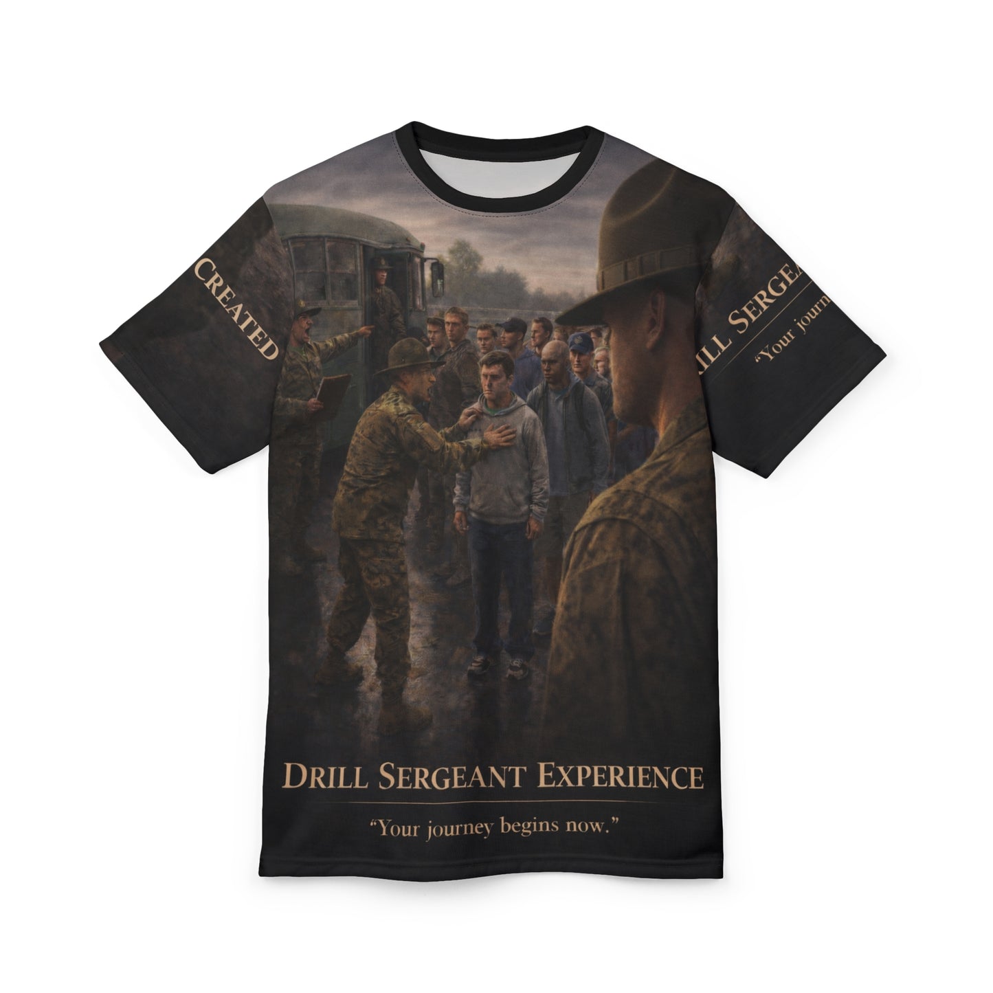 Drill Sergeant All-Over Print Tee — "Turning Civilians into Soldiers" Basic Training