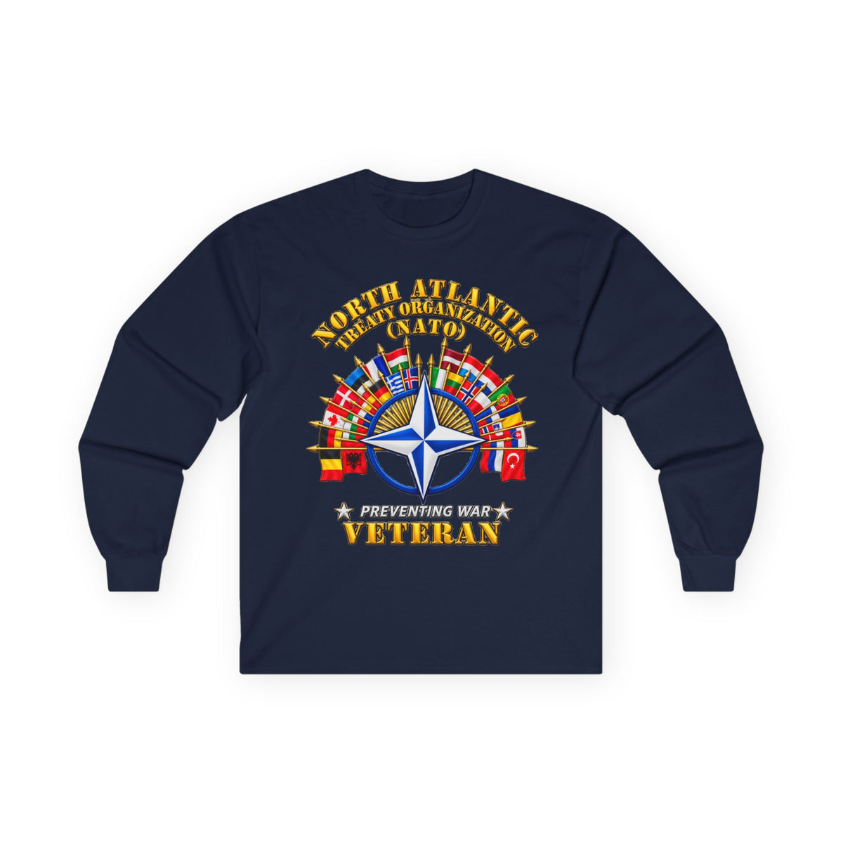 Unisex Ultra Cotton Long Sleeve Tee - NATO - Polished NATO Veteran - with flags - 3D - Transparent