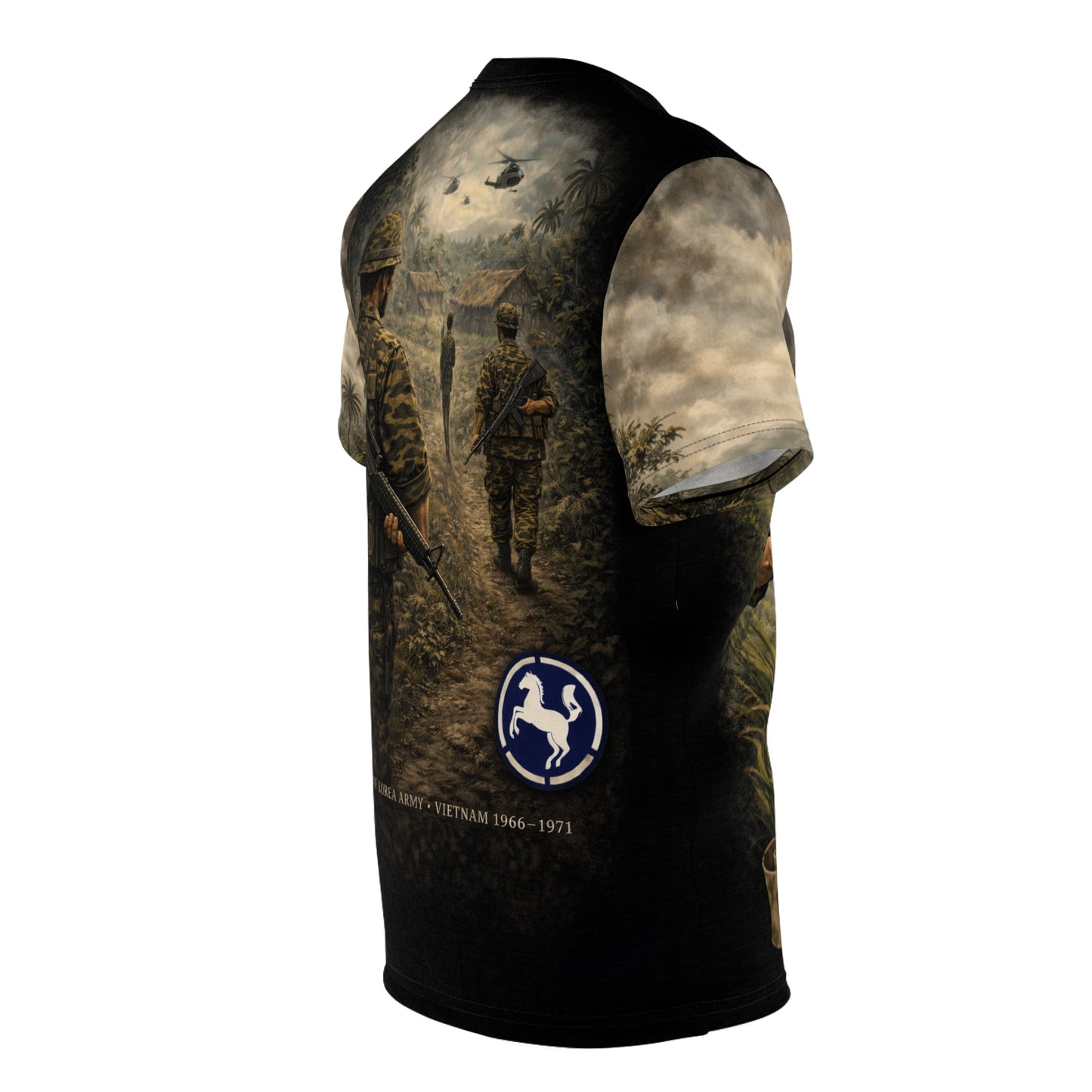 White Horse Division (9th Infantry) All-Over Print Tee — Vietnam War ROK Tribute