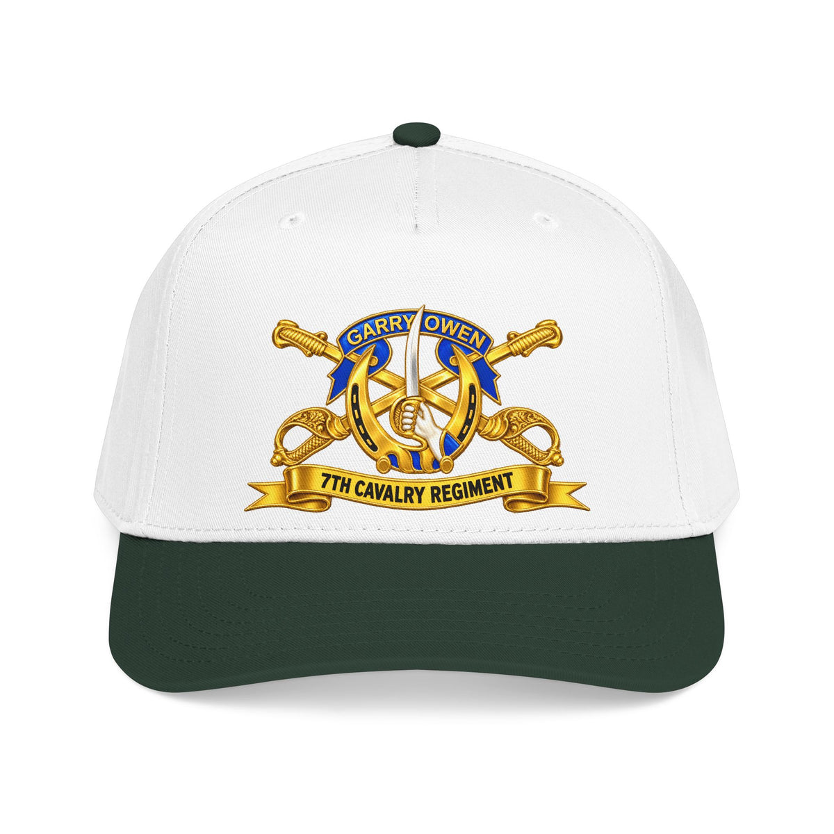 Mid Profile Baseball Cap — 7th Cavalry Regiment - DUI, Br, Ribbon wo Scene - 3D - Transparent
