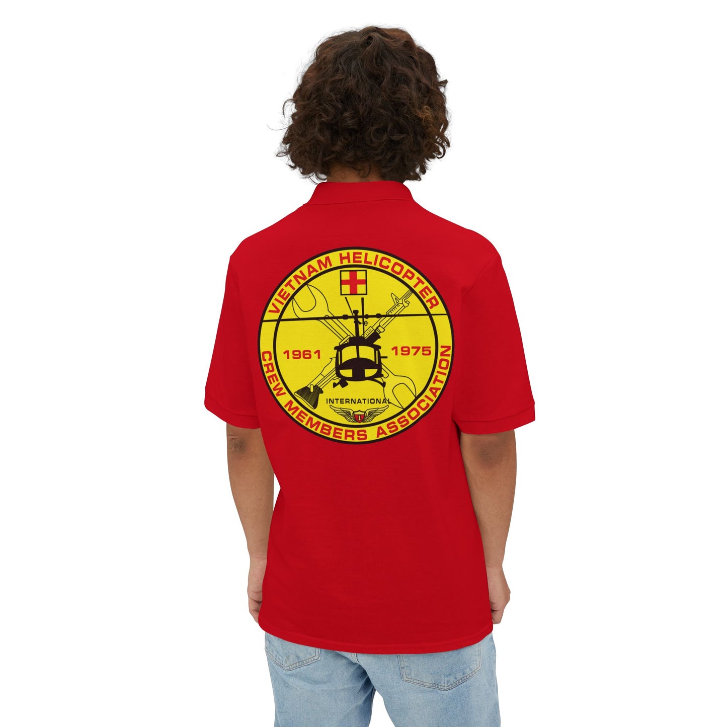 Men's Casual Piqué Polo - Vietnam Helicopter