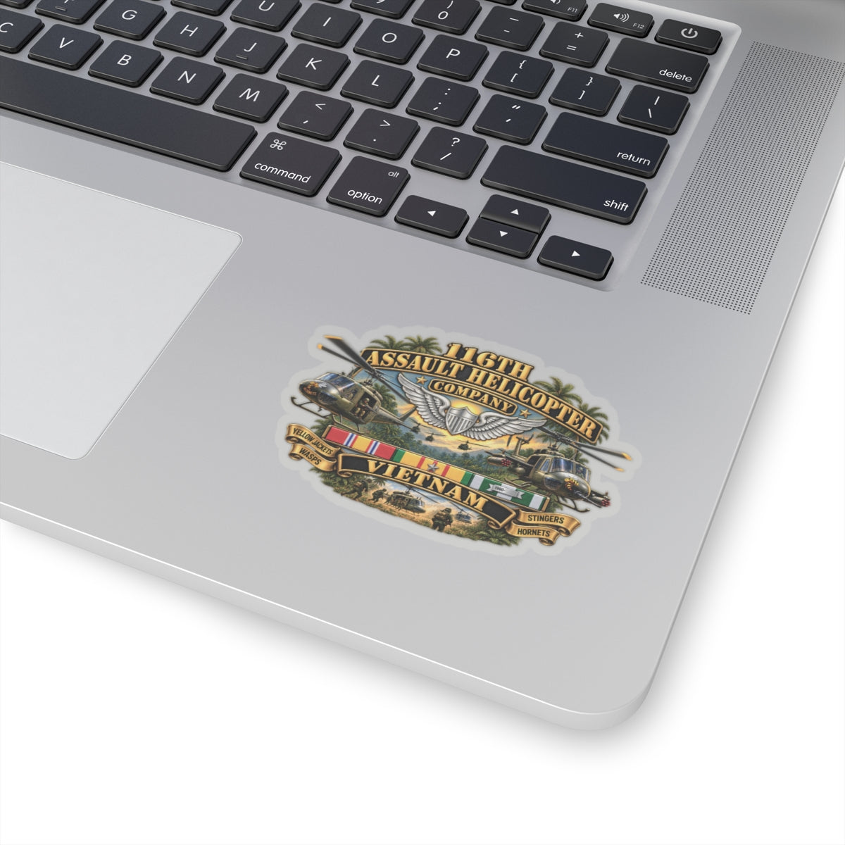 Kiss-Cut Stickers - Army - 116th Assault Helicopter Co w  Aviator Badge w VN SVC - HORNETS - 3D - Enhanced