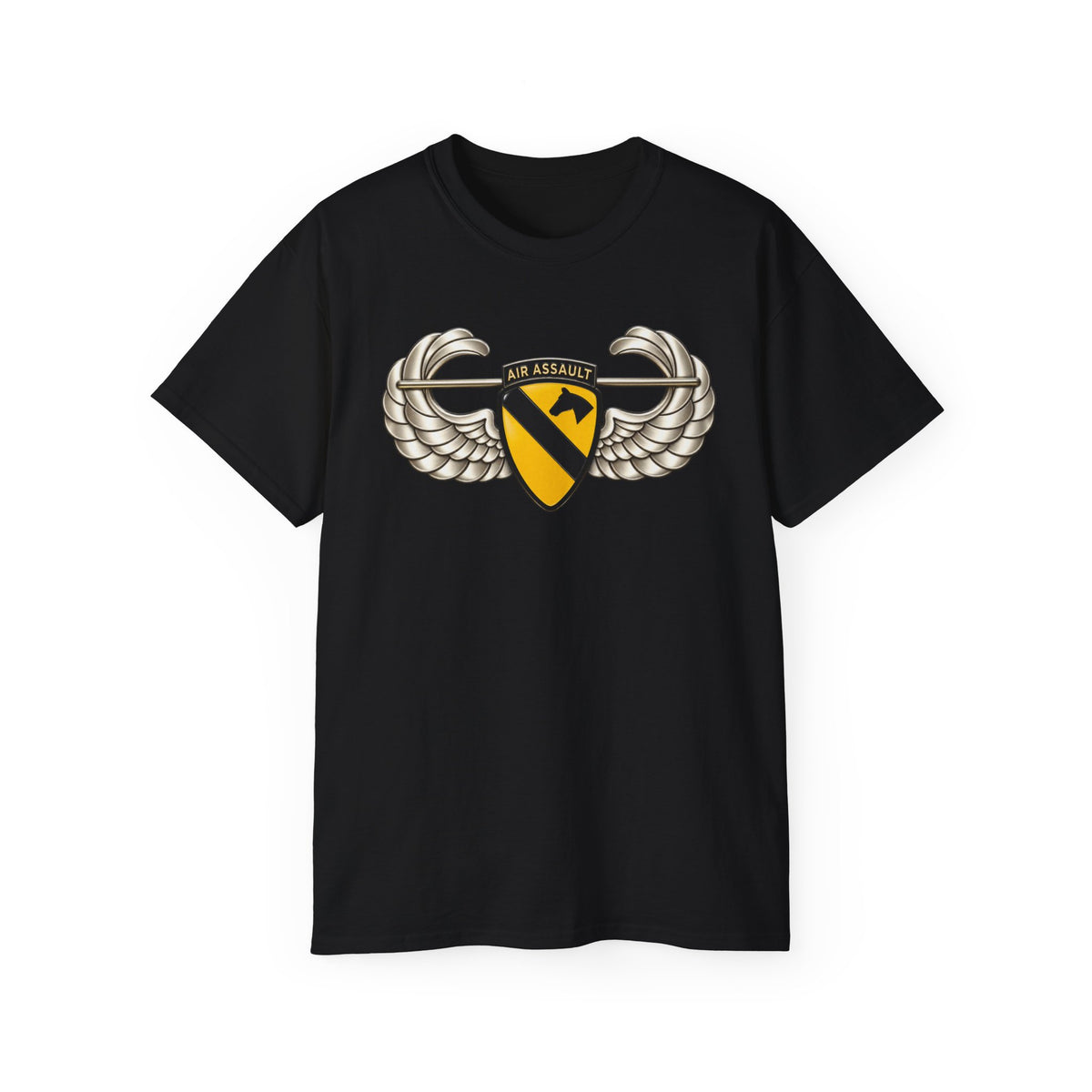 Unisex Ultra Cotton Tee - 1st Cavalry Division w Air Assault Tab on Airborne Badge wo Txt - 3D - Transparent