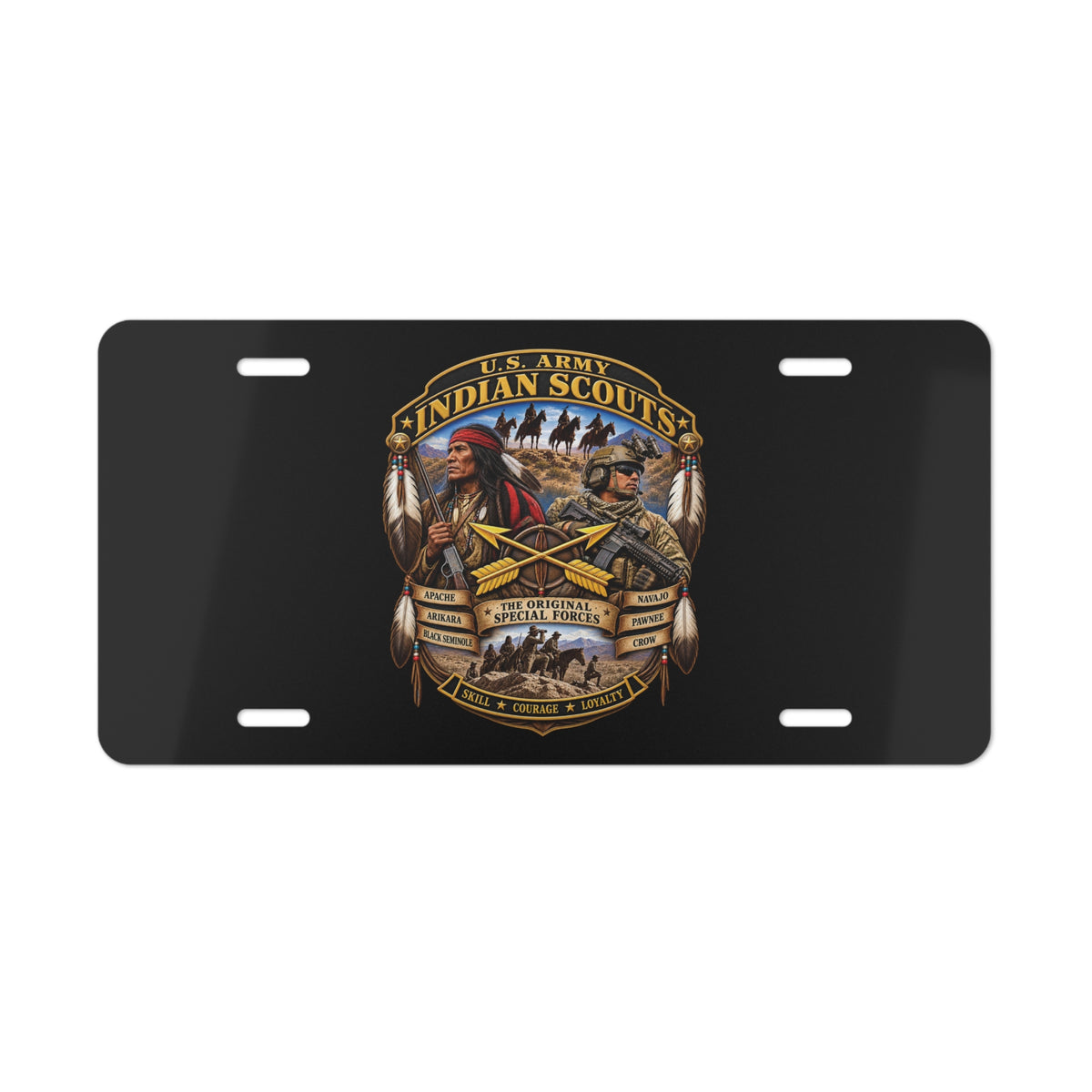 Vanity License Plate - United States Indian Scouts (USS) - Original Special Forces - 3D - Enhanced
