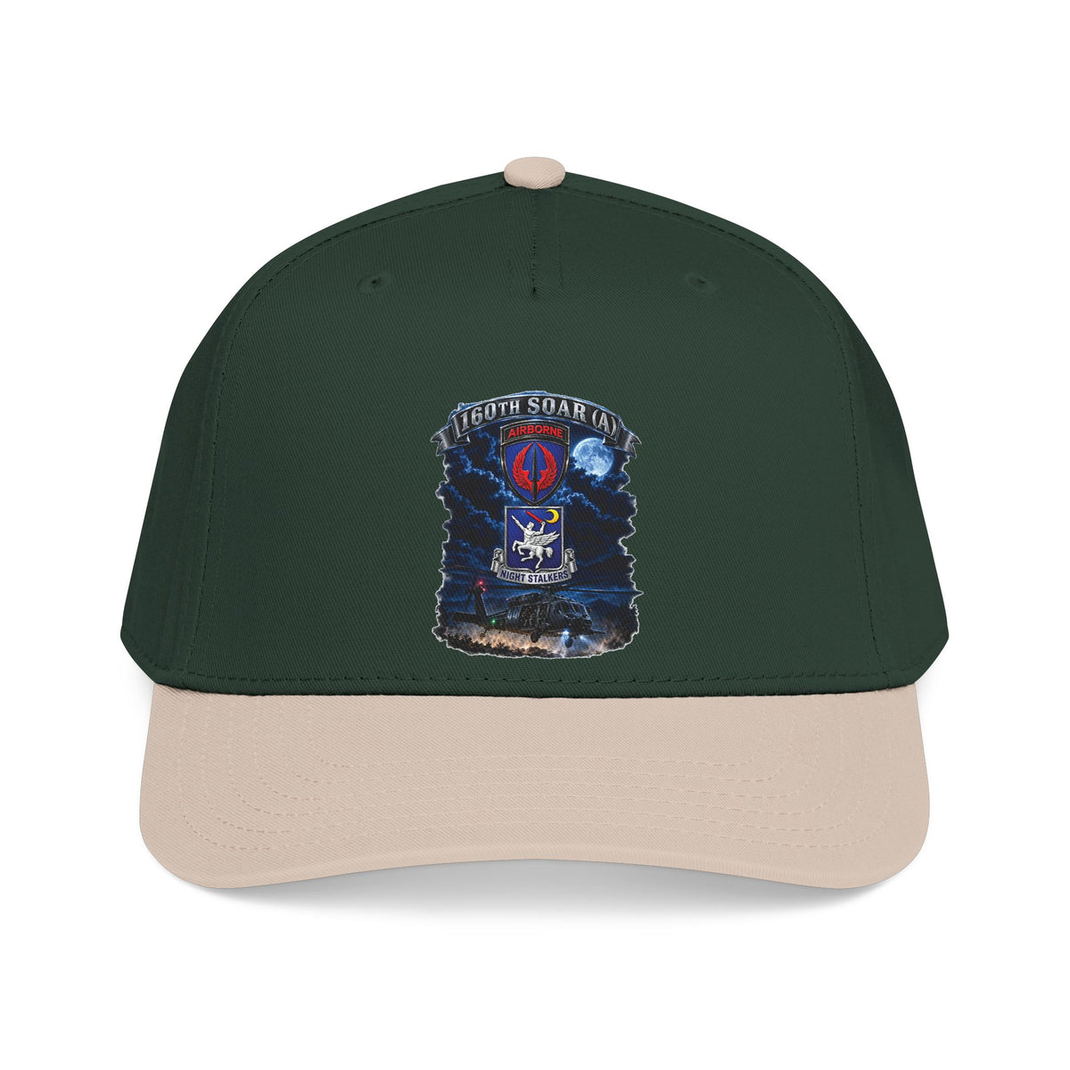 Mid Profile Baseball Cap - USASOAC - SSI, 160th Special Operations Regiment Airborne  DUI with Scene Blackhawk - 3D - Enhanced