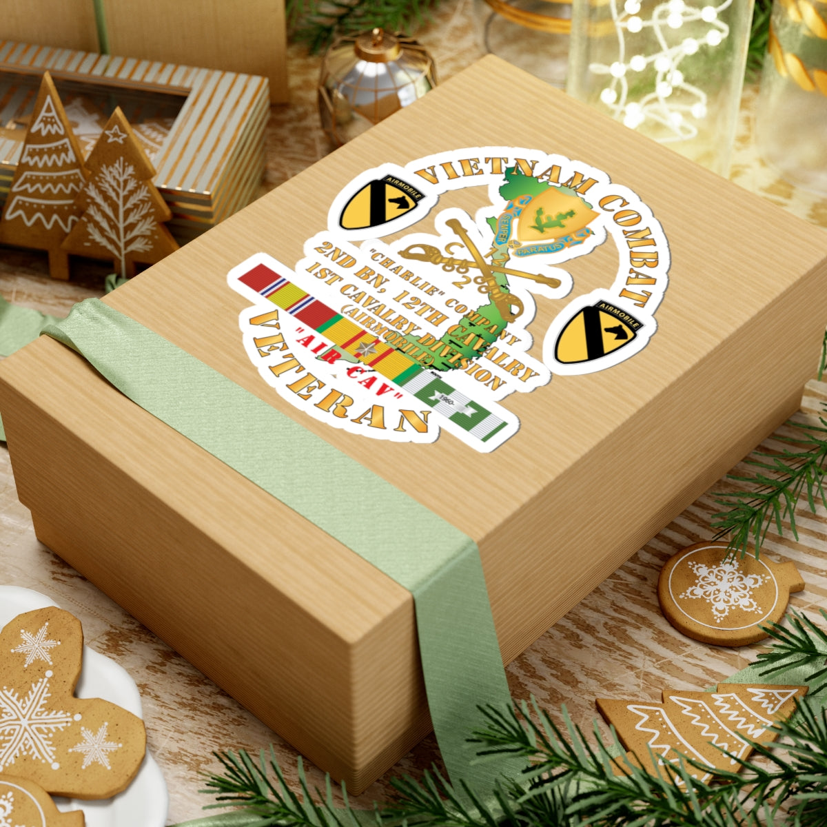 Kiss-Cut Stickers - Army - Vietnam Combat Cavalry Veteran w C Company 2nd Bn 12th Cav DUI - 1st Cav Div X 3000