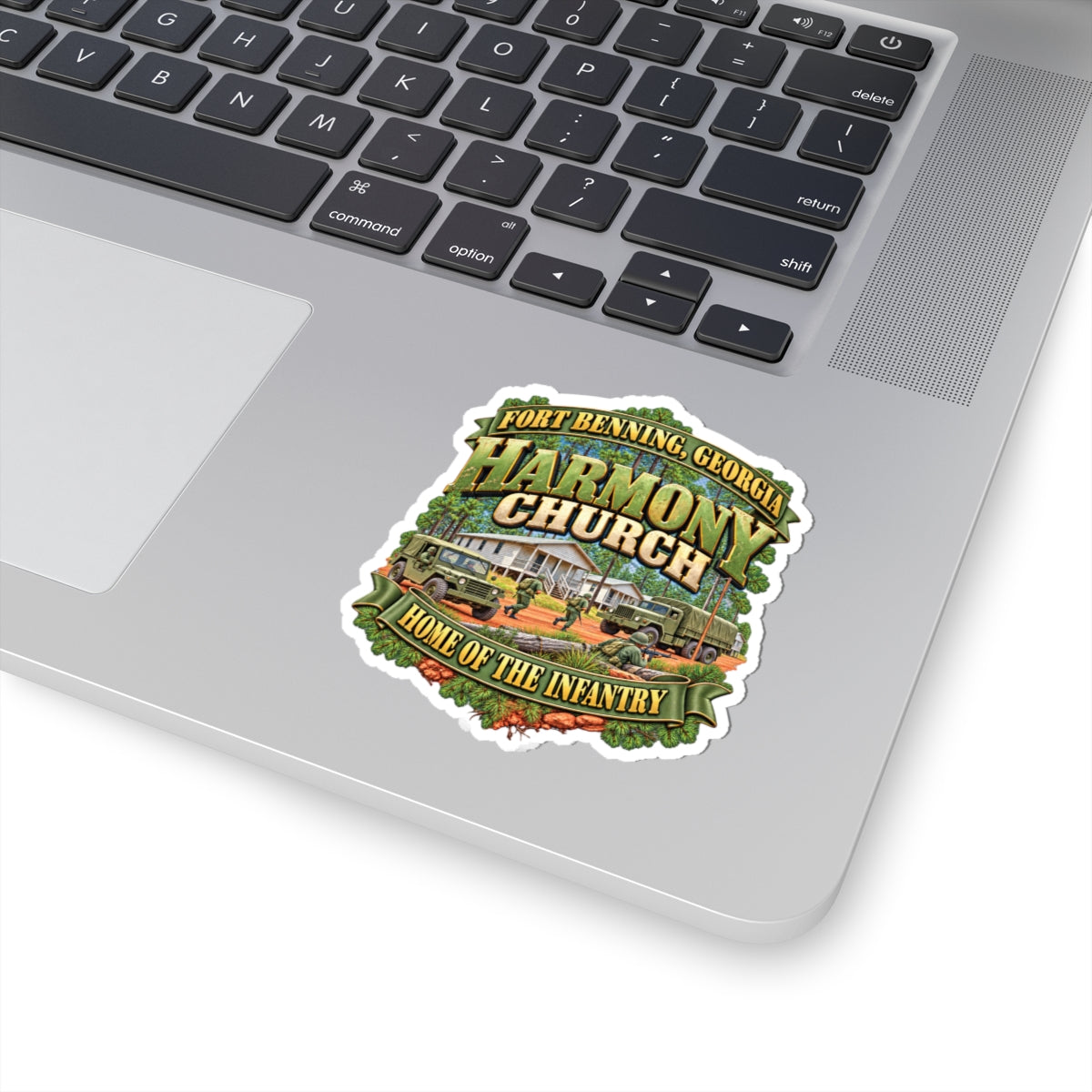 Kiss-Cut Stickers - Fort Benning, Georgia, Harmony Church - Home of the Infantry - 3D - Enhanced