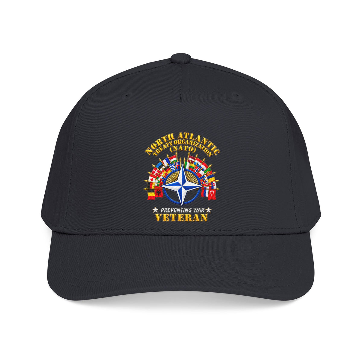 Mid Profile Baseball Cap - NATO - Polished NATO Veteran - with flags - 3D - Transparent