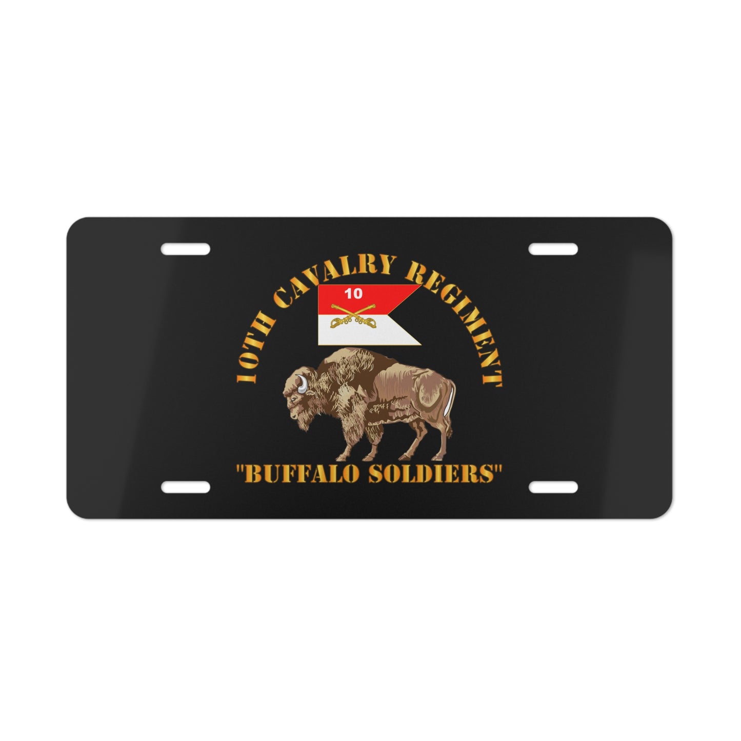 License Plate - Army - 10th Cavalry Regiment - Buffalo Soldiers w 10th Cav Guidon