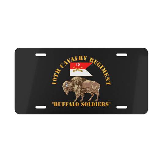 License Plate - Army - 10th Cavalry Regiment - Buffalo Soldiers w 10th Cav Guidon