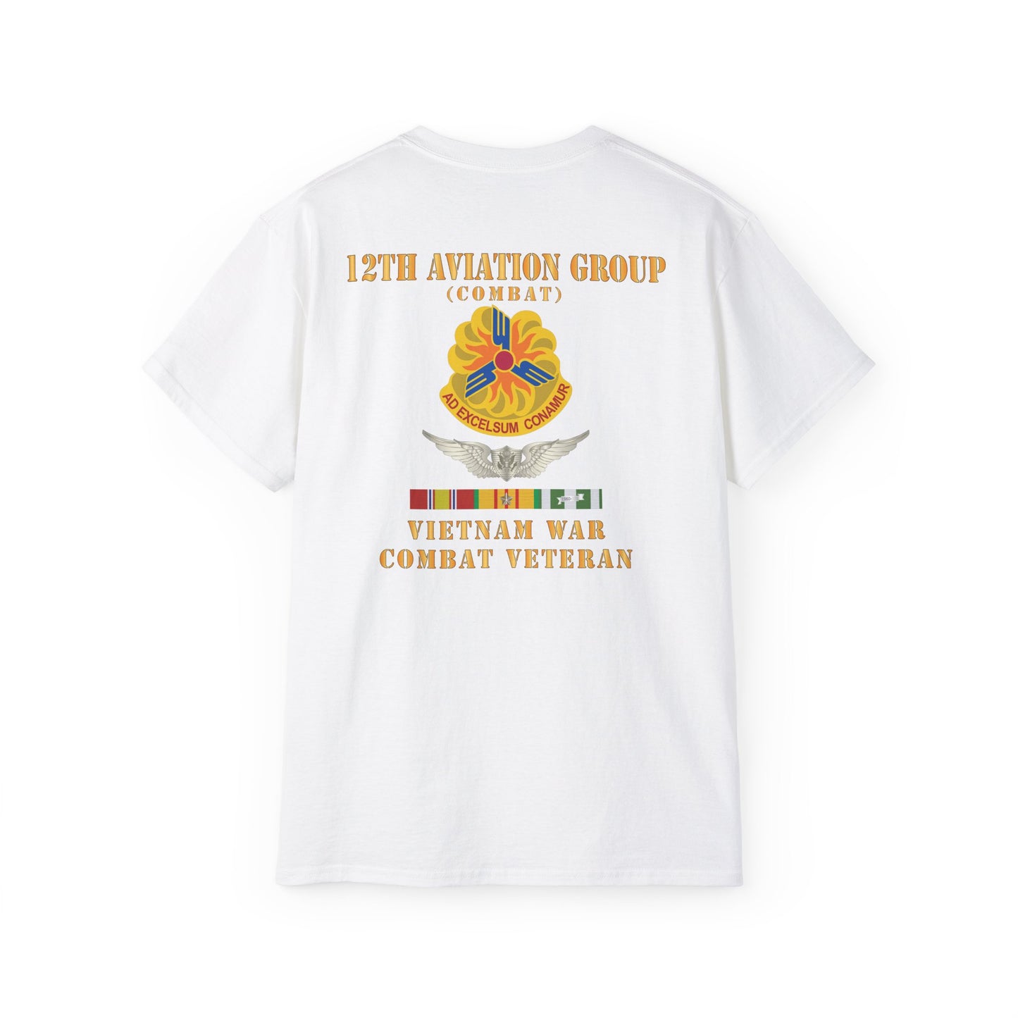 Unisex Ultra Cotton Tee - Army - 12th  AVN Group, Combat -  DUI - Aircrew, Vietnam War - Veteran VN SVC X 300