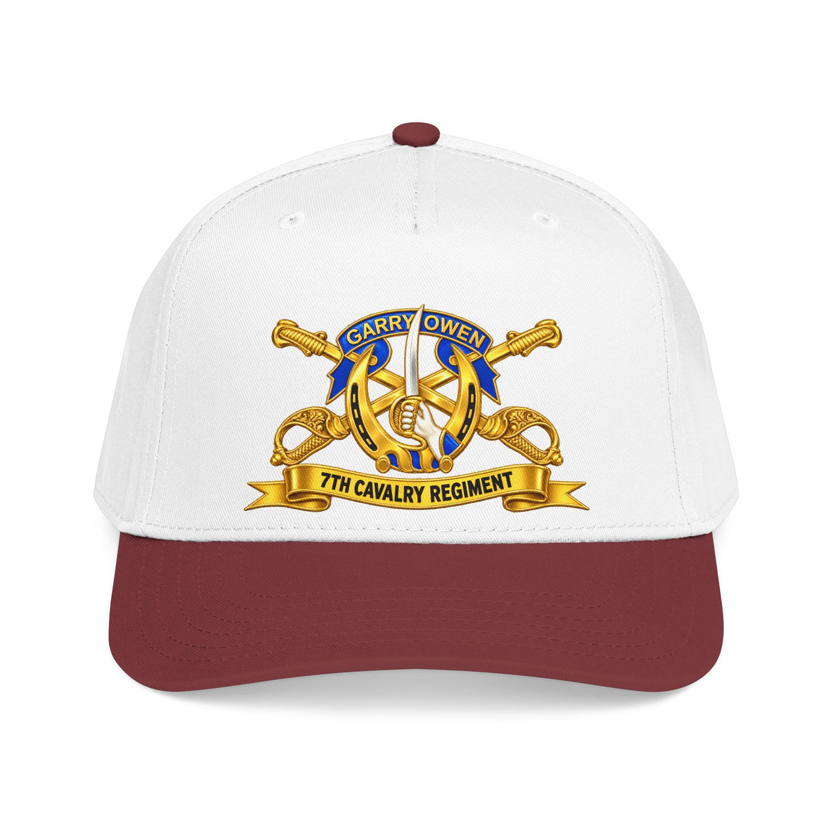 Mid Profile Baseball Cap — 7th Cavalry Regiment - DUI, Br, Ribbon wo Scene - 3D - Transparent